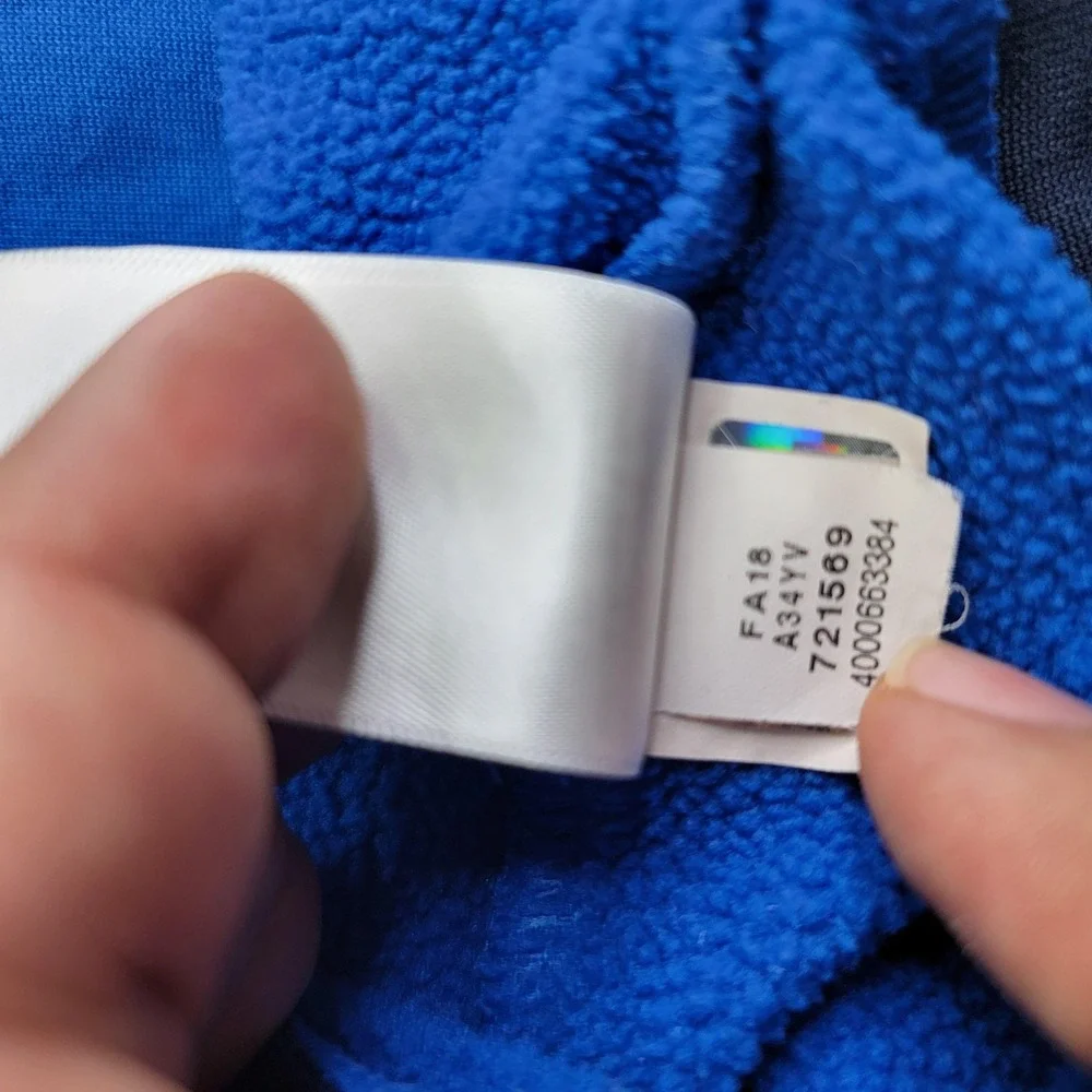 The North Face Hoodie Mens Large Blue Full Zip Fleece Logo High Neck Lined